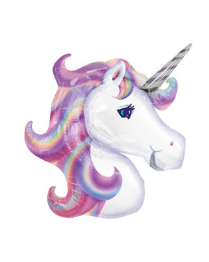 Folieballong: Enhjørning - Unicorn - Lilla / Multifarget - 83 x 73cm