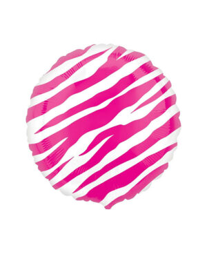 Folieballong: Zebra Print Circle Pink - 45cm
