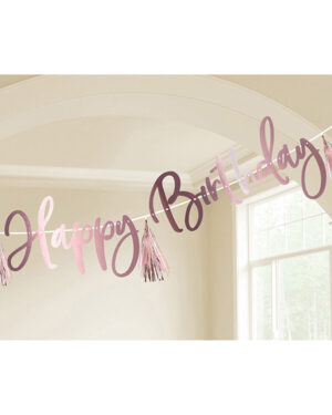 Banner / Girlander: Skriv din tekst - Personalize - Rosegull - 2,74m