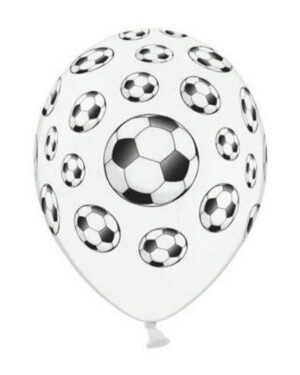 Lateksballonger (6stk): Fotballer - 30cm - Hvit (Pastel)