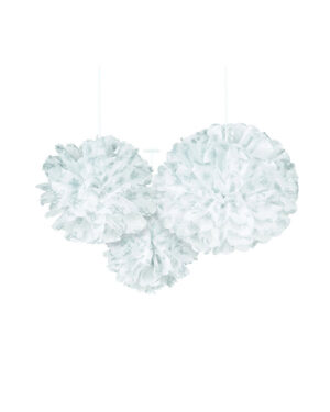 Hengende Dekor / Pomponger (3stk): Hvit snø