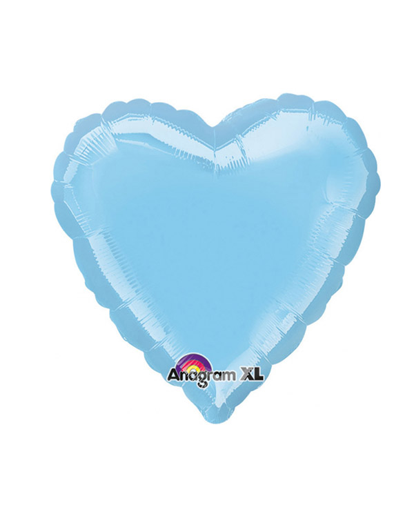 Folieballong: Hjerte - Perle Iriserende Lys Blå - 43cm