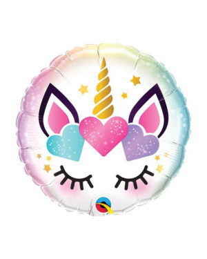 Folieballong: Enhjørning & Øyevipper - 45cm