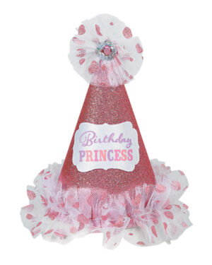Festhatt: "Birthday Princess" med Blonder - 23cm