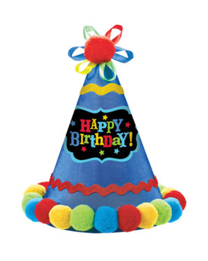 Festhatt med dusker: "Happy Birthday - Fargerik - 21cm