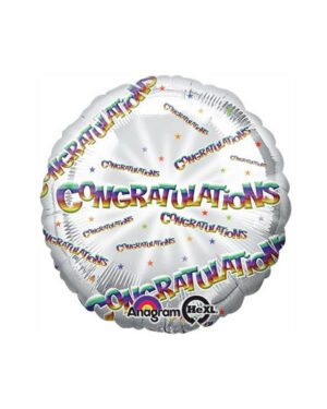 Folieballong: "Congratulations" - Sølv - 43cm