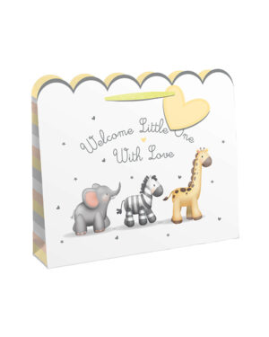 Gavepose med Kort: "Welcome Little One With Love" - Dyr