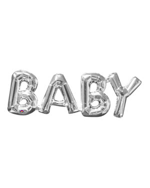 Folieballong / Ballongbanner: "Baby" - Sølv - 60 x 22cm