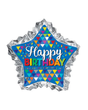 Folieballong: Stjerne - "Happy Birthday" - 86 x 81cm
