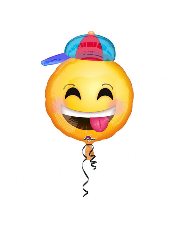 Folieballong: Emoticon med caps - 45cm