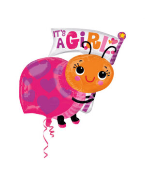 Folieballong: "It's a Baby Girl - Marihøne - 63 x 81cm