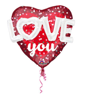 Folieballong: Hjerte - "Love You" - 91 x 91cm