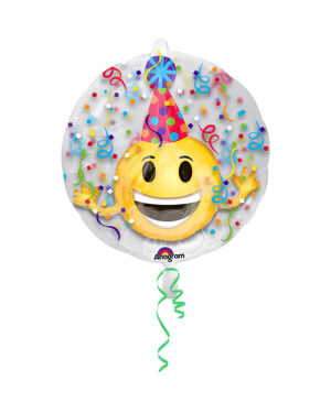 Folieballong: Emoticon / Smiley med hatt - 60 x 60cm