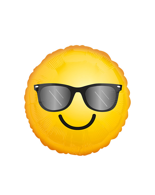 Folieballong: Emoticon - Smiley med Solbriller - 43cm