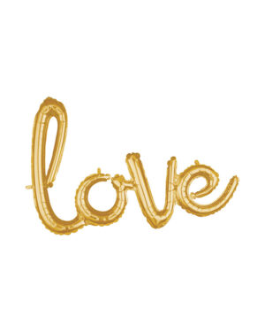 Folieballong / Ballongbanner: "love" - Gull - 78 x 53cm