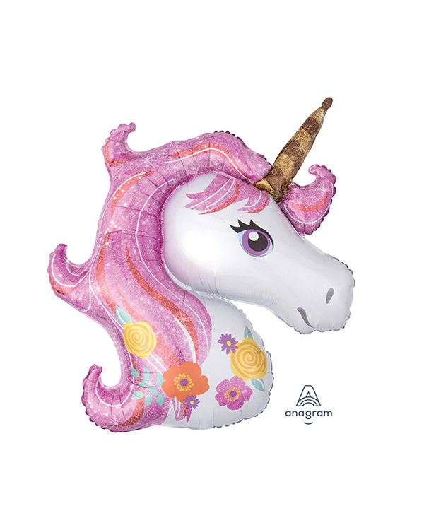 Folieballong: Enhjørning - Unicorn - Rosa - 83 x 73cm