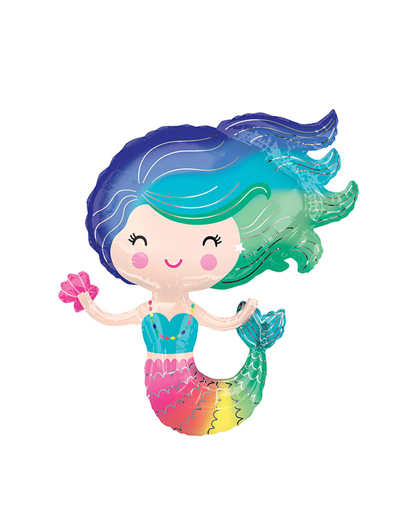 Folieballong: Fargerik Havfrue - 73 x76cm