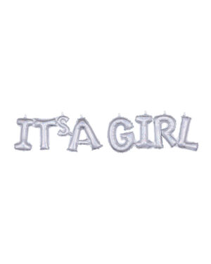Folieballong / Ballongbanner: "It's a Girl" - Holografisk - 105 x 25cm