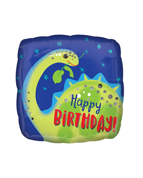 Folieballong: "Happy Birthday" - Dinosaur - Brontosaurus - 45cm