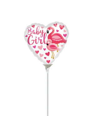 Folieballong: "Baby Girl" & Flamingo - 23cm