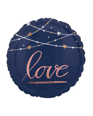 Folieballong: Sirkel "love" - Marineblå - 60 x 60cm
