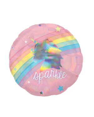 Folieballong: Enhjørning - Unicorn - "Sparkle" - Regnbue - 43cm