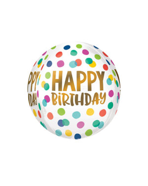 Orbz / Speilballong: "Happy Birthday" - Prikker - 38 x 40cm