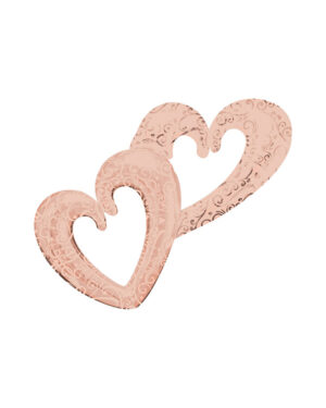 Folieballong / Multiballong: Koblede hjerter - Rosegull - 134 x 91cm