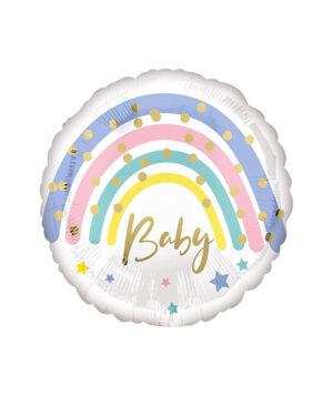 Folieballong: "Baby" - Pastel Rainbow - 43cm