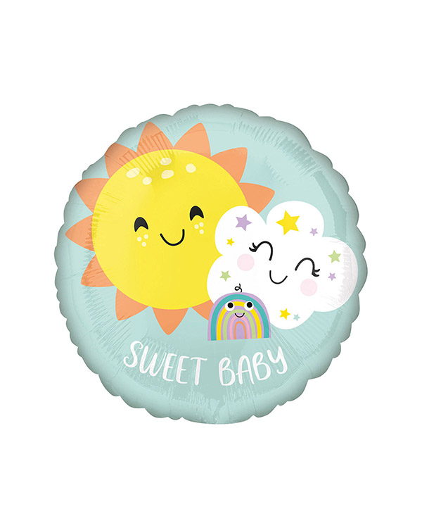 Folieballong: "Sweet Baby" & Regnbue - 43cm