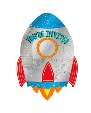 Invitasjonskort (8stk): Rakett - "You're Invited" - 10,7 x 15,8cm