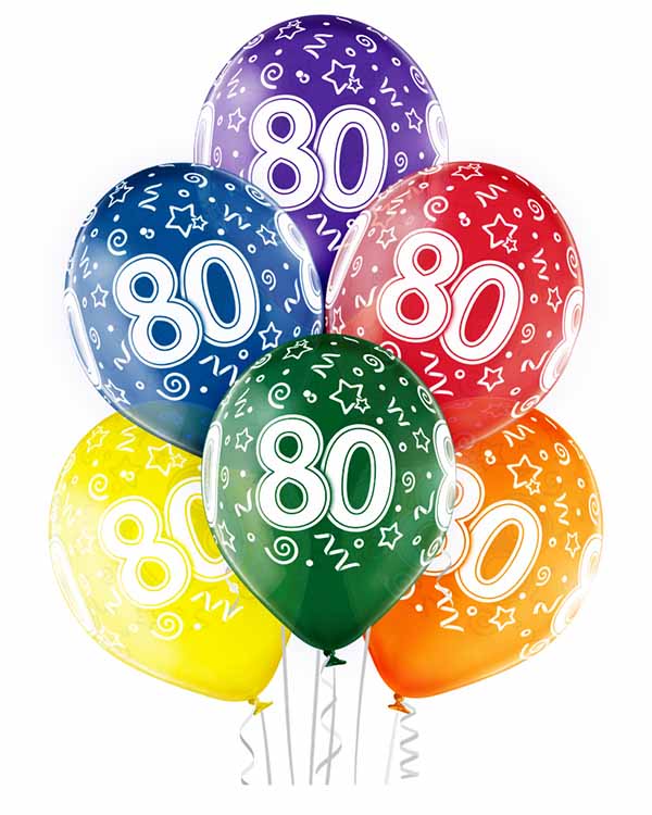 Lateksballong: "80" - Flere farger - 30cm - Per stk