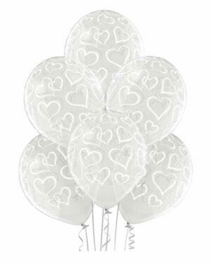 Lateksballonger (6stk): Hjerter - 30cm - Crystal