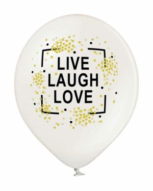 Lateksballong: "live laugh love" - 30cm - Per stk