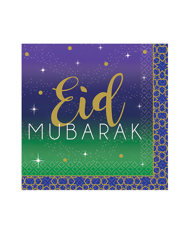 Servietter (16stk): "Eid Mubarak" - 12,5cm