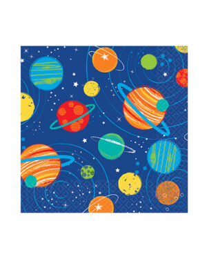 Servietter (16stk): Planeter - Fargerik - 12,5cm