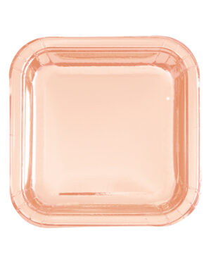 Tallerkener (8stk): Firekantet - Rosegull (Metallic) - 23cm