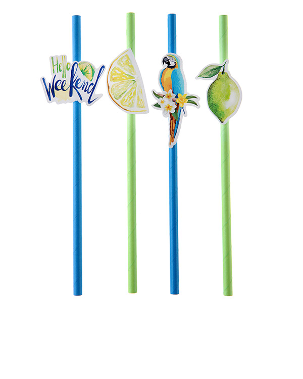 Sugerør (8stk): Fargerik Sommer - 19,2cm