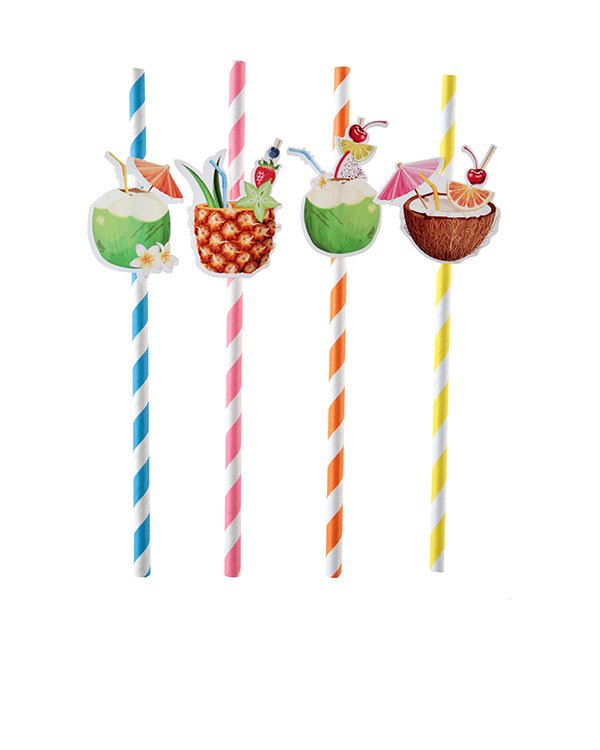 Sugerør (8stk): Fargerik Cocktail - 19,2cm
