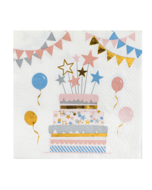 Servietter (20stk): Fargerik feiring - 12,5cm