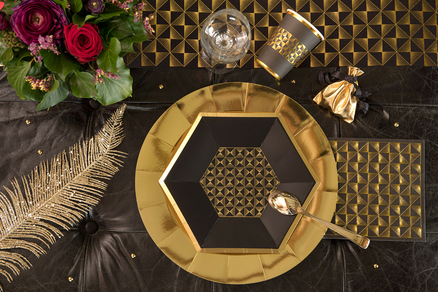 Tallerkener (10stk): Art Deco - Svart - 26 x 23cm - Bilde 2