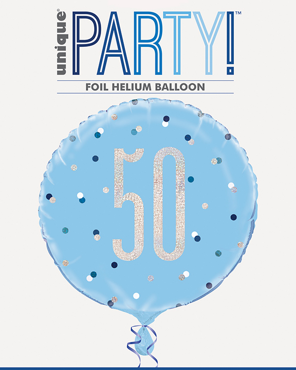 Folieballong: Ulike tall - Blå & Sølv med Prikker - 45cm - Bilde 3