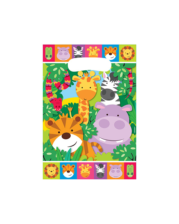 Godtepose (8stk): Dyr / Jungelen - Fargerike - 23,2 x 16,3cm