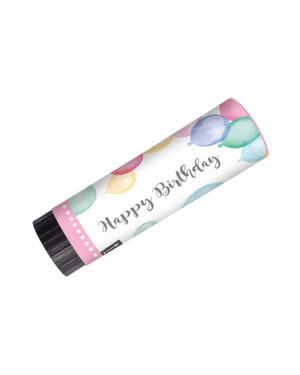 Konfettikanon (2stk): "Happy Birthday" - Pastel - 15cm