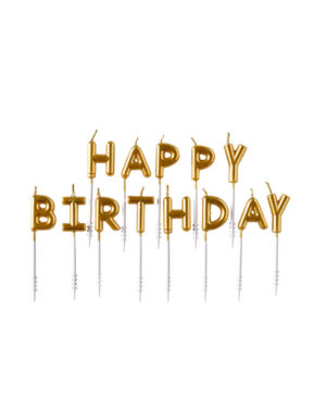 Kakelys: "Happy Birthday" - Gull - 7,3cm