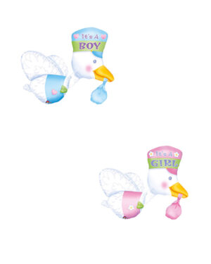 Folieballong: "It's a Baby Girl / Boy - Stork - 58 x 81cm