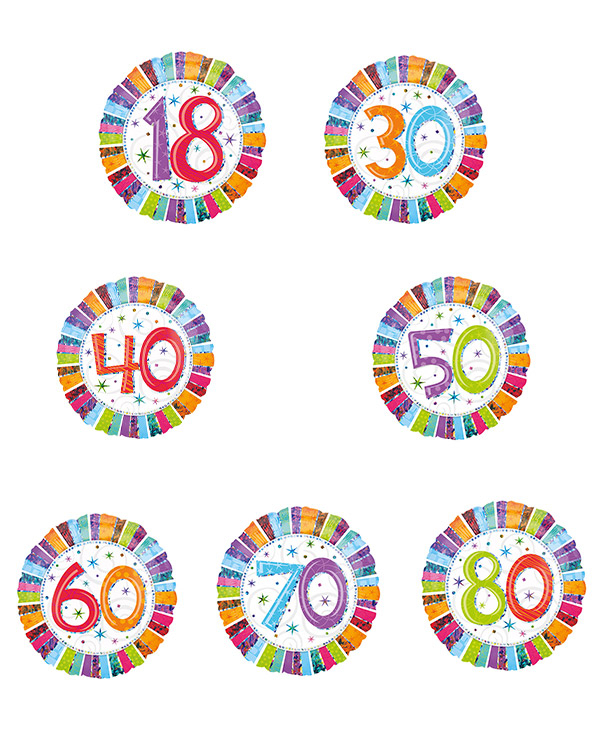 Folieballong: Fargerik - Ulike tall - 43cm