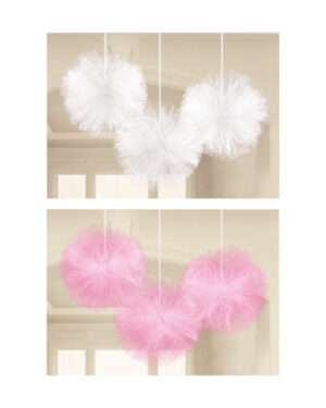 Hengende Dekor / Pomponger (3stk): Flere farger - tyll - 30,4cm