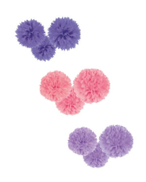 Hengende Dekor / Pomponger (3stk): Flere farger - 40,6cm