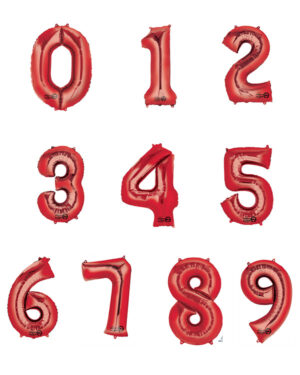 Folieballong / Tallballong: Alle Tall - Rød - 88cm